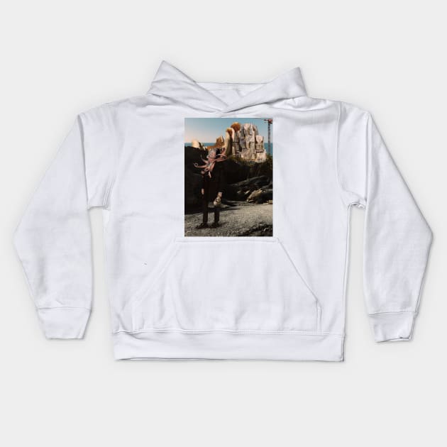 "Going for a Walk with Death" Collage Art Kids Hoodie by th3vasic